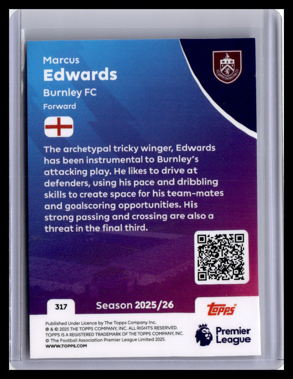 2025-26 Topps Premier League #317 Marcus Edwards