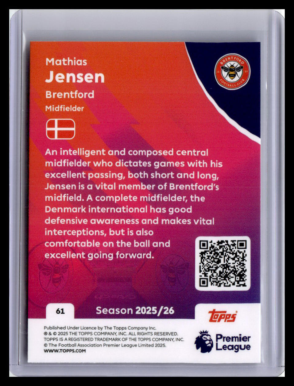 2025-26 Topps Premier League #61 Mathias Jensen