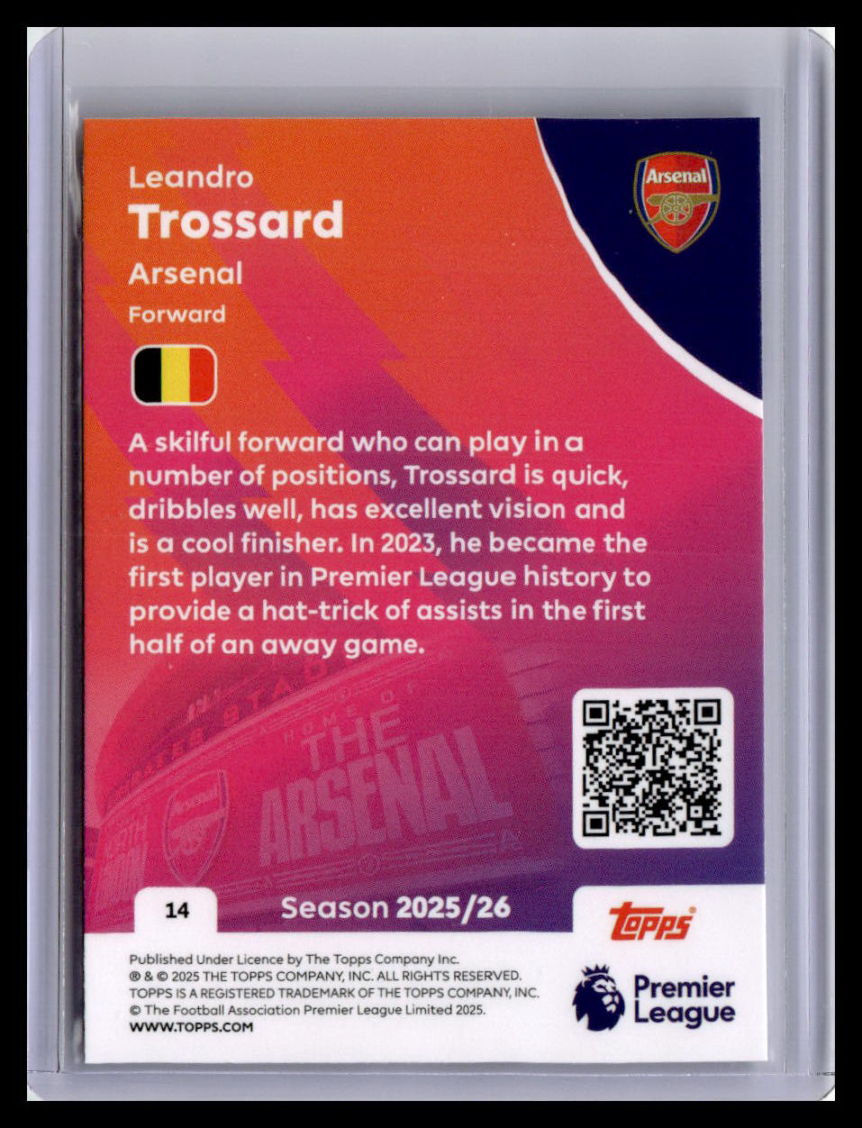 2025-26 Topps Premier League #14 Leandro Trossard