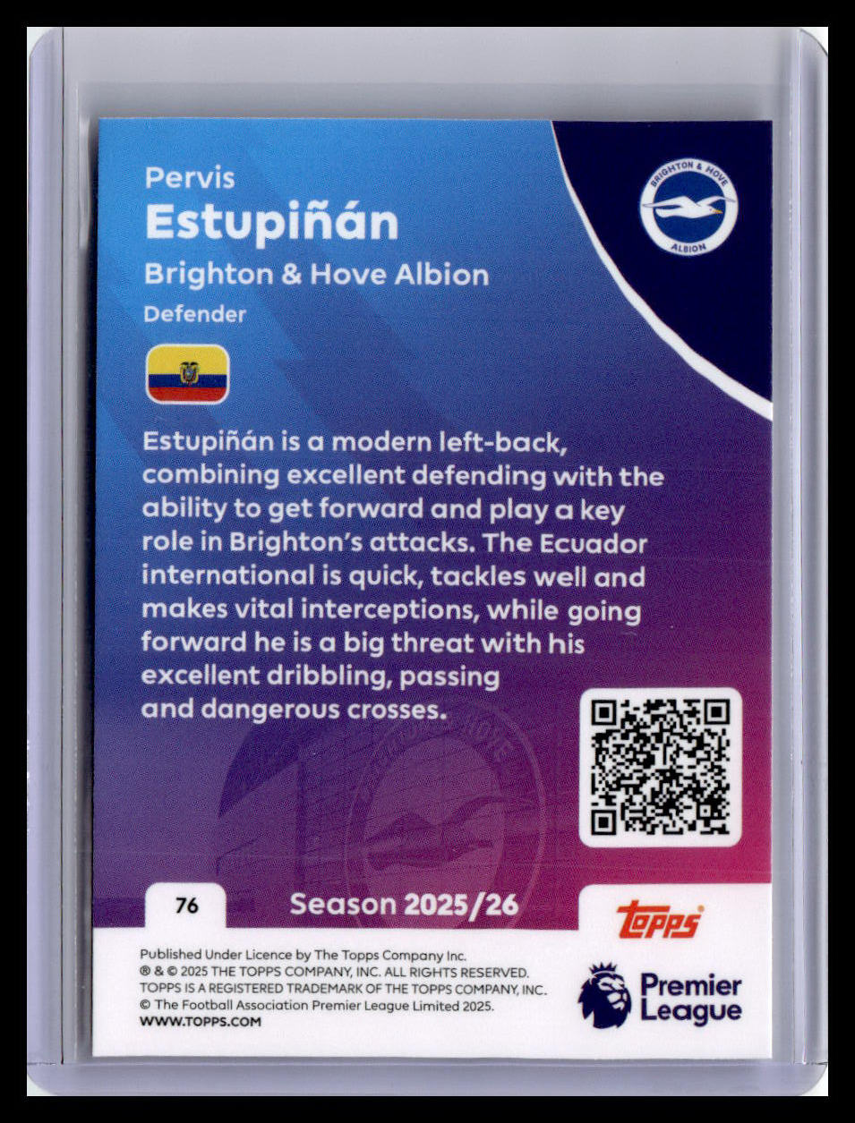 2025-26 Topps Premier League #76 Pervis Estupiñán