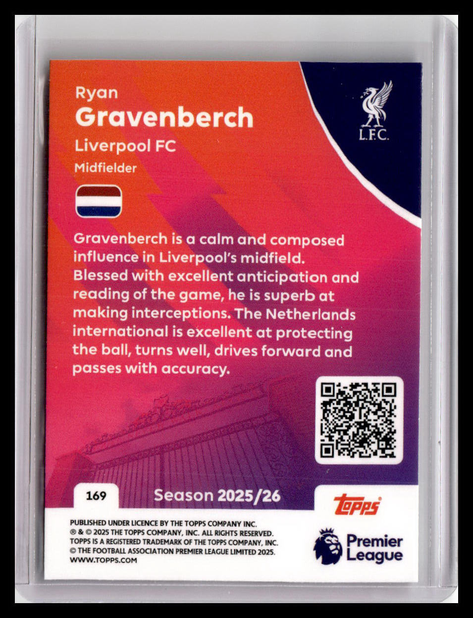 2025-26 Topps Premier League #169 Ryan Gravenberch