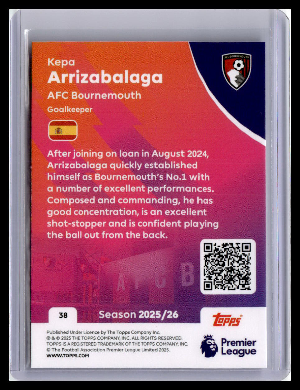 2025-26 Topps Premier League #38 Kepa Arrizabalaga