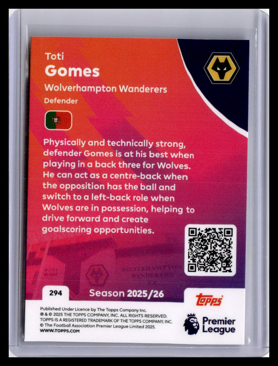 2025-26 Topps Premier League #294 Toti Gomes