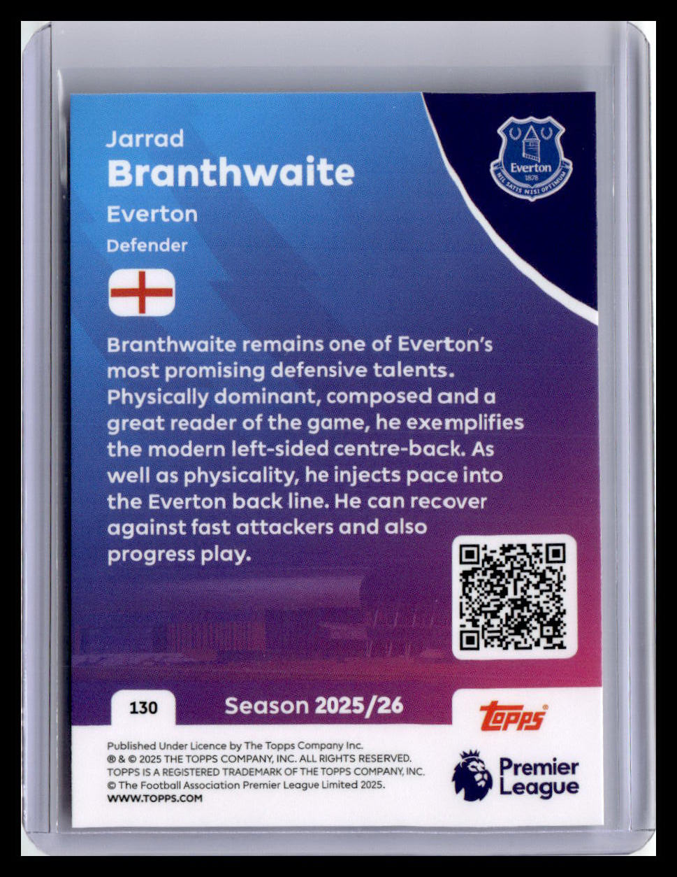 2025-26 Topps Premier League #130 Jarrad Branthwaite