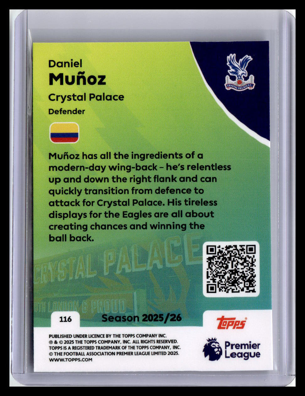 2025-26 Topps Premier League #116 Daniel Muñoz
