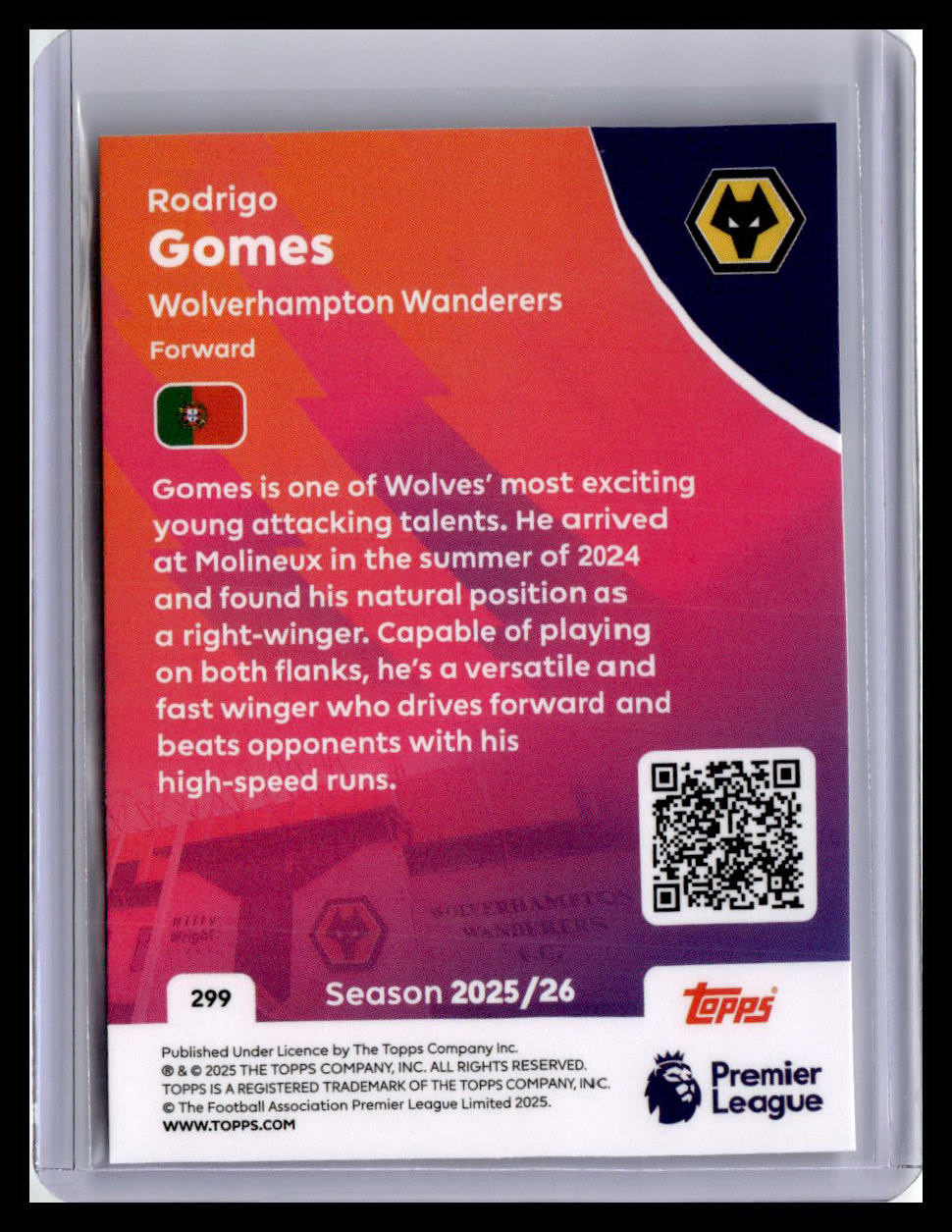 2025-26 Topps Premier League #299 Rodrigo Gomes