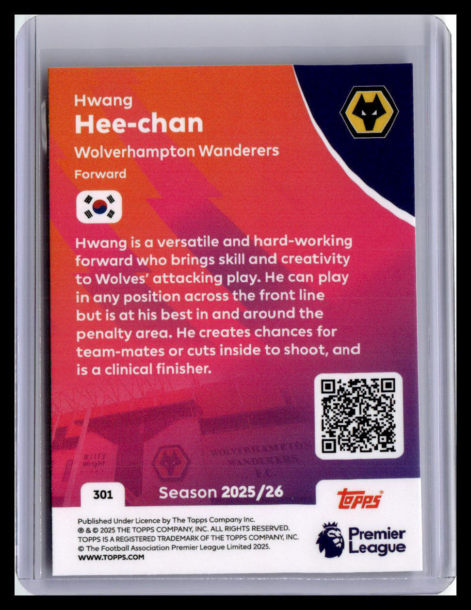 2025-26 Topps Premier League #301 Hwang Hee-Chan