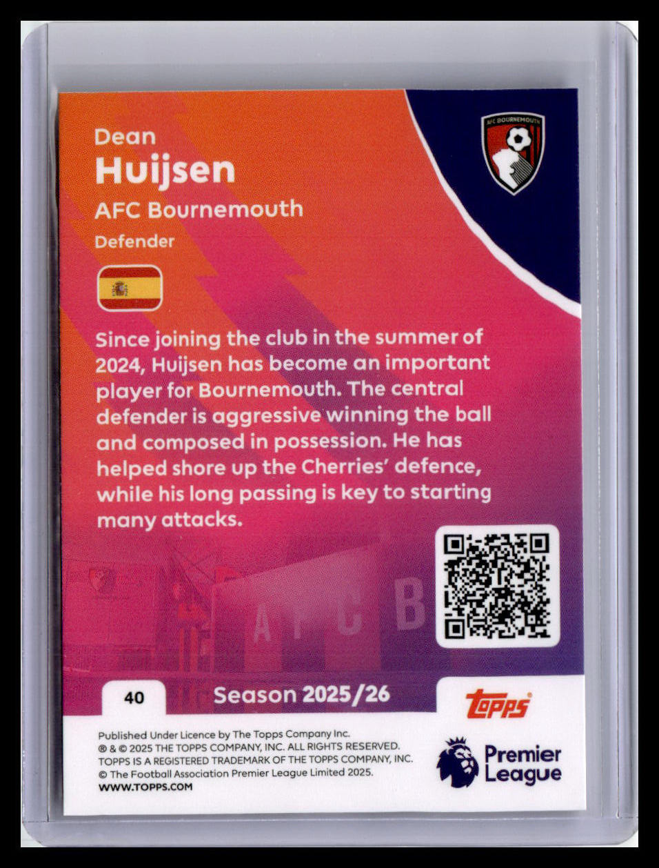 2025-26 Topps Premier League #40 Dean Huijsen