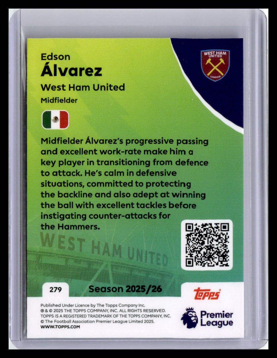 2025-26 Topps Premier League #279 Edson Álvarez
