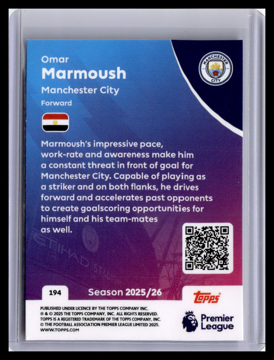 2025-26 Topps Premier League #194 Omar Marmoush