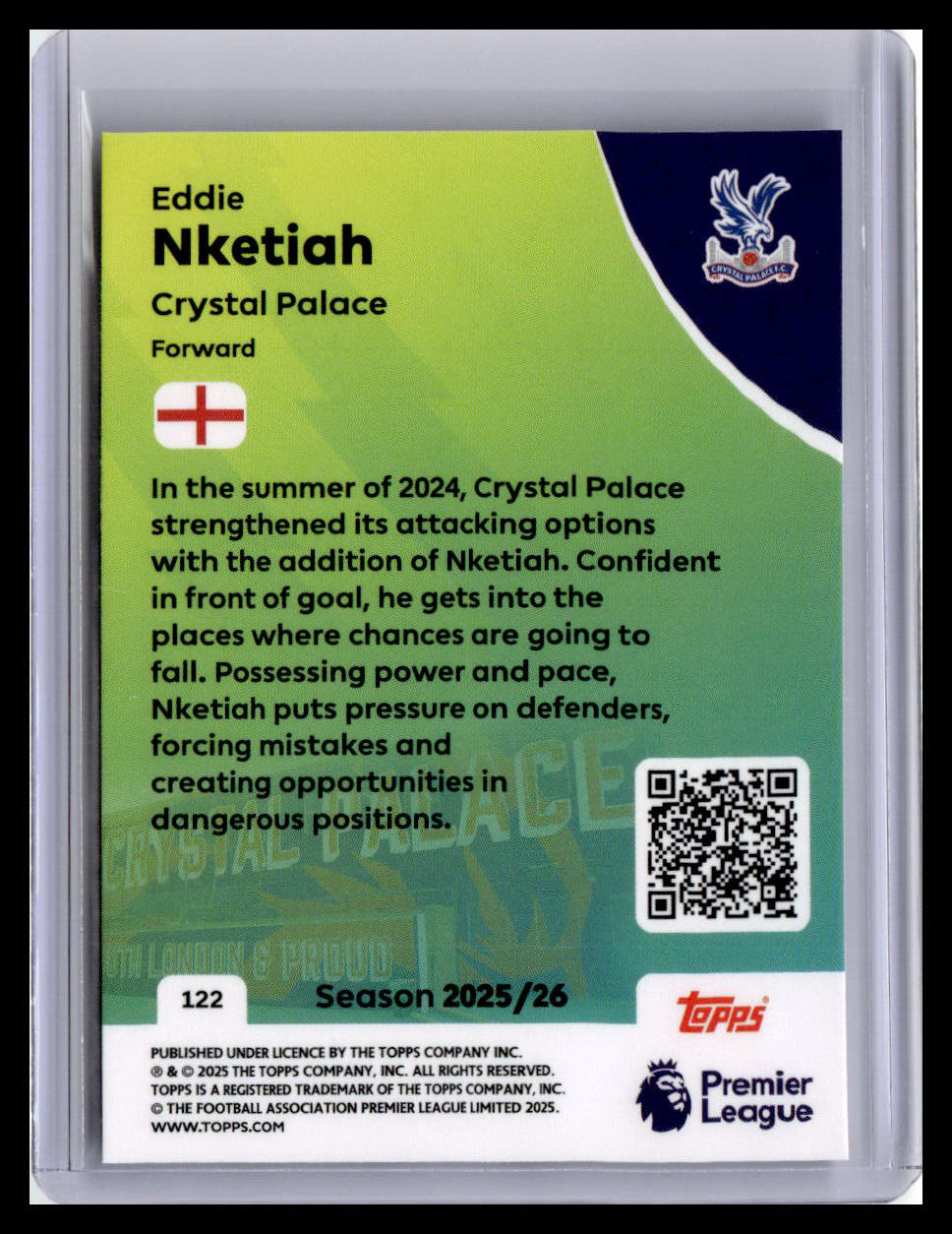 2025-26 Topps Premier League #122 Eddie Nketiah