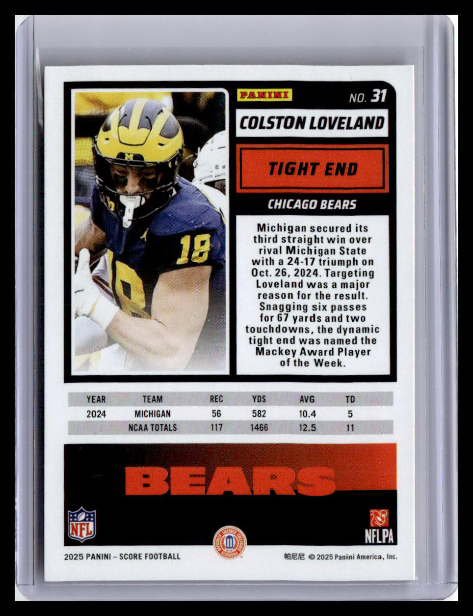 2025 Score-A-Treat #31 Colston Loveland