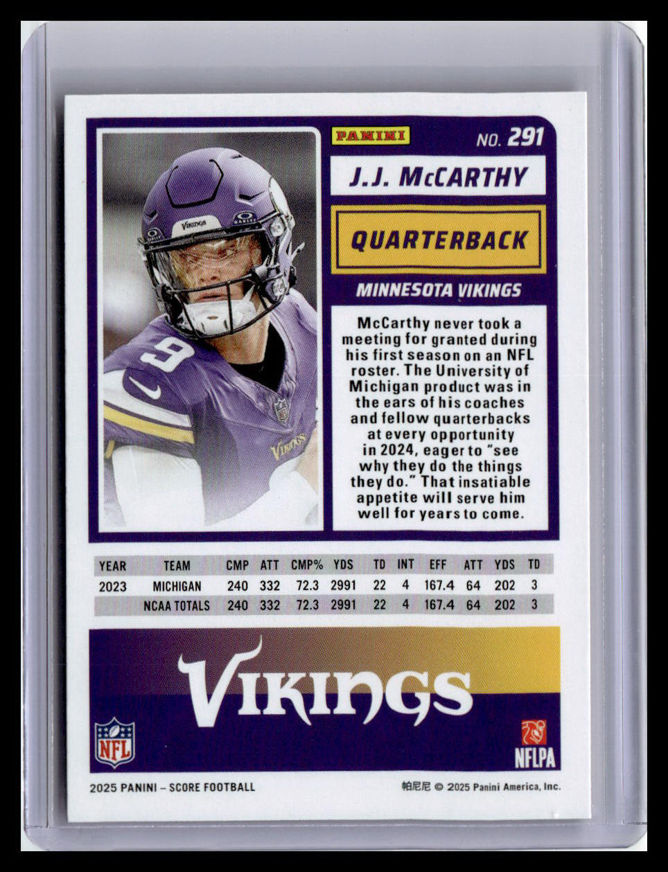 2025 Score-A-Treat #291 J.J. McCarthy