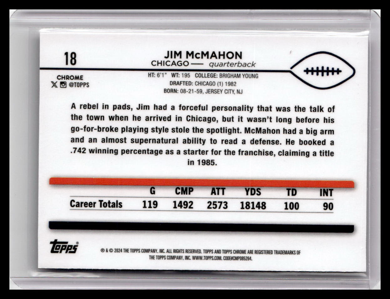 2024 Topps Chrome #18 Jim McMahon