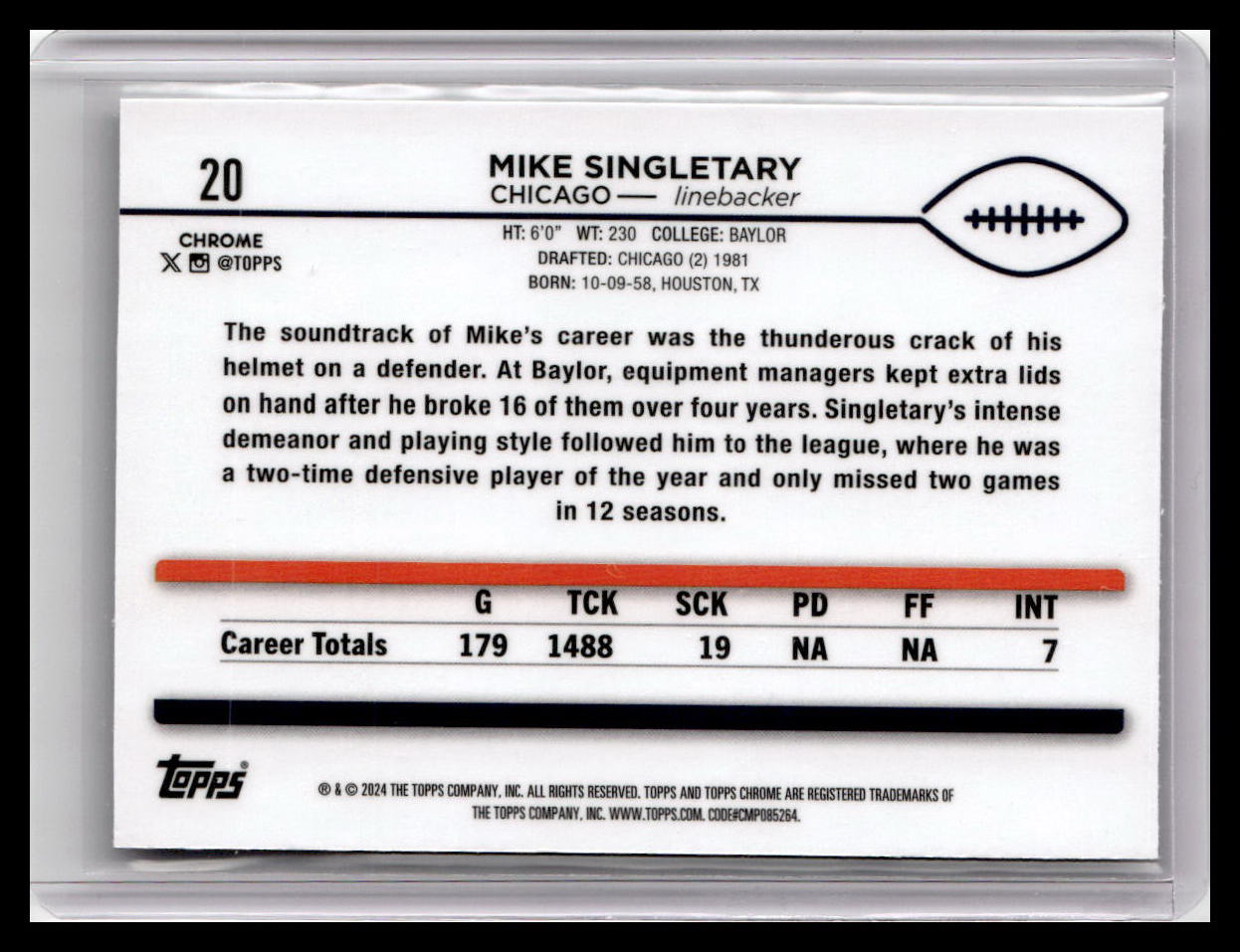 2024 Topps Chrome #20 Mike Singletary