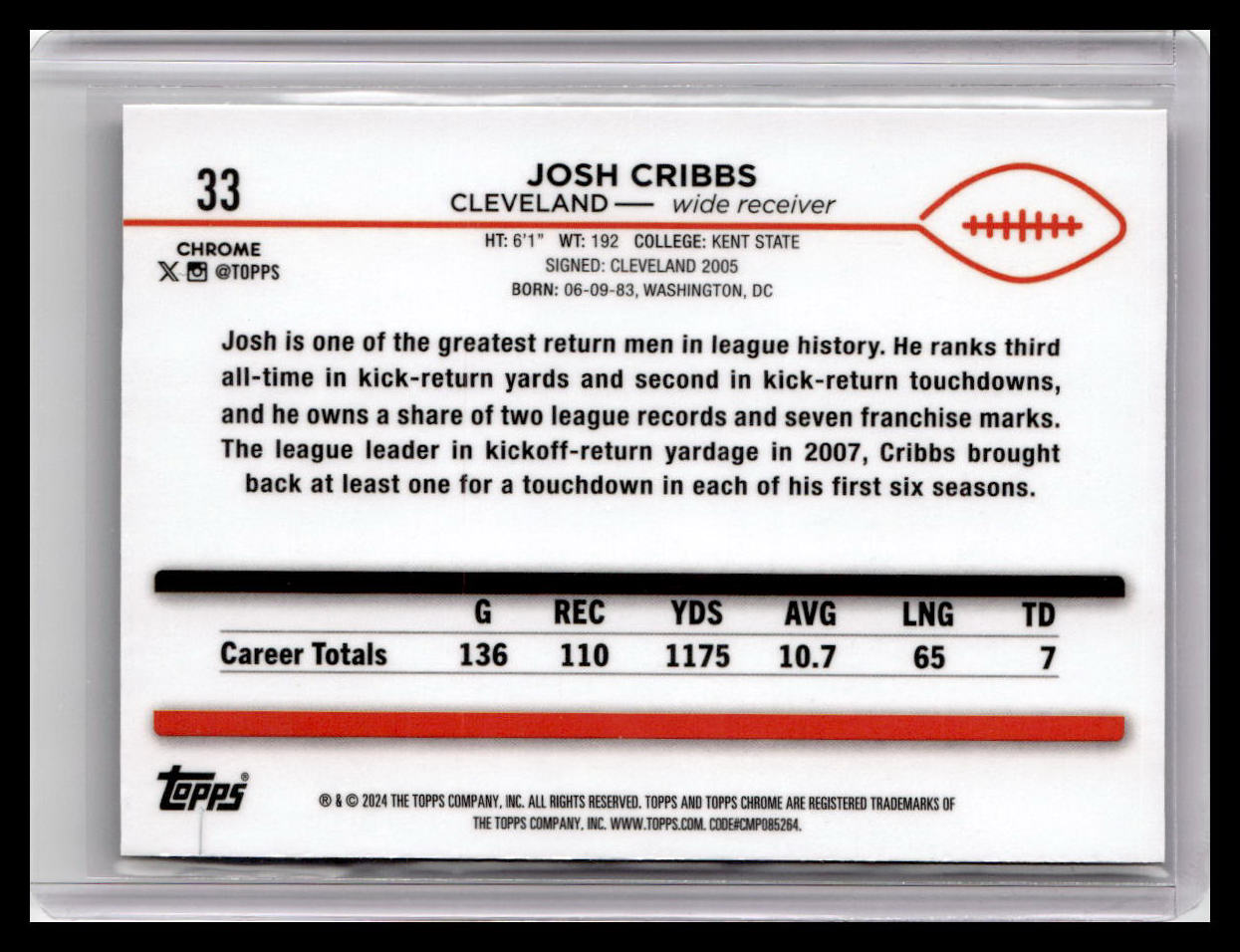2024 Topps Chrome #33 Josh Cribbs