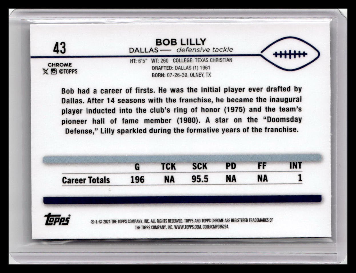 2024 Topps Chrome #43 Bob Lilly