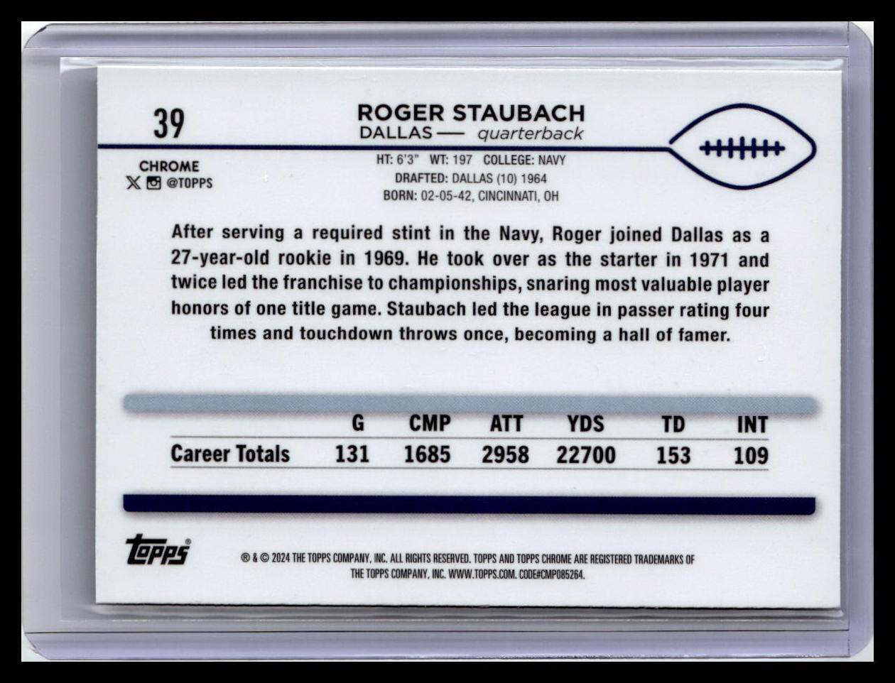 2024 Topps Chrome #39 Roger Staubach