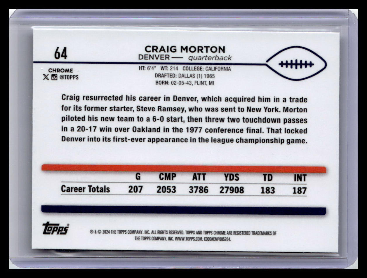 2024 Topps Chrome #64 Craig Morton