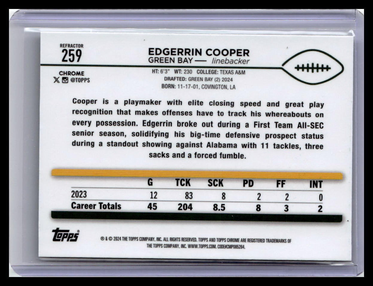 2024 Topps Chrome #259 Edgerrin Cooper