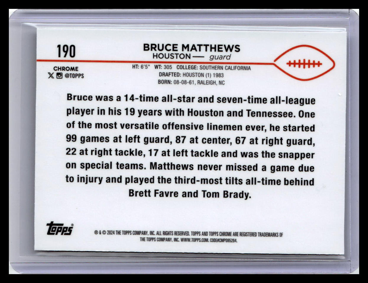 2024 Topps Chrome #190 Bruce Matthews