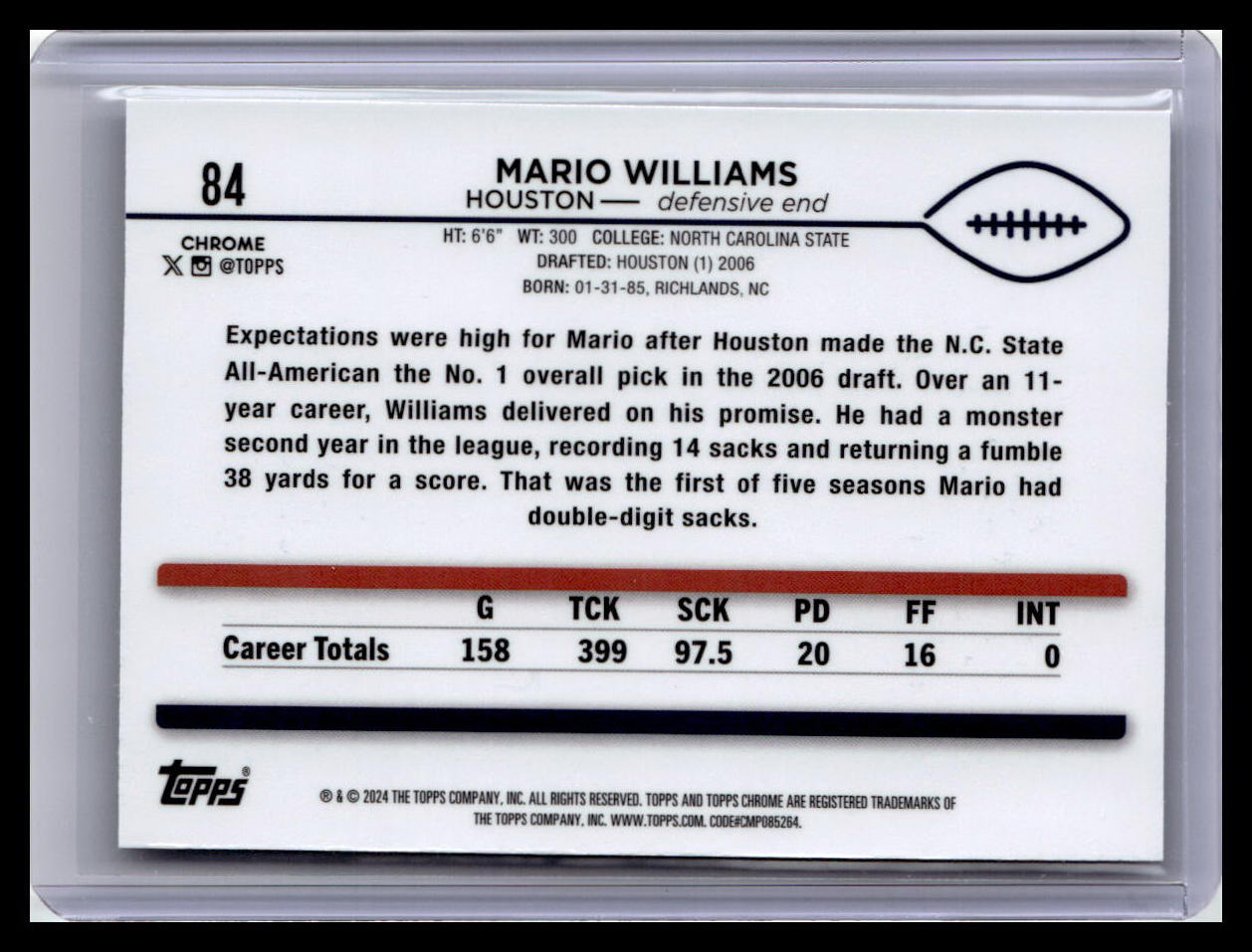 2024 Topps Chrome #84 Mario Williams