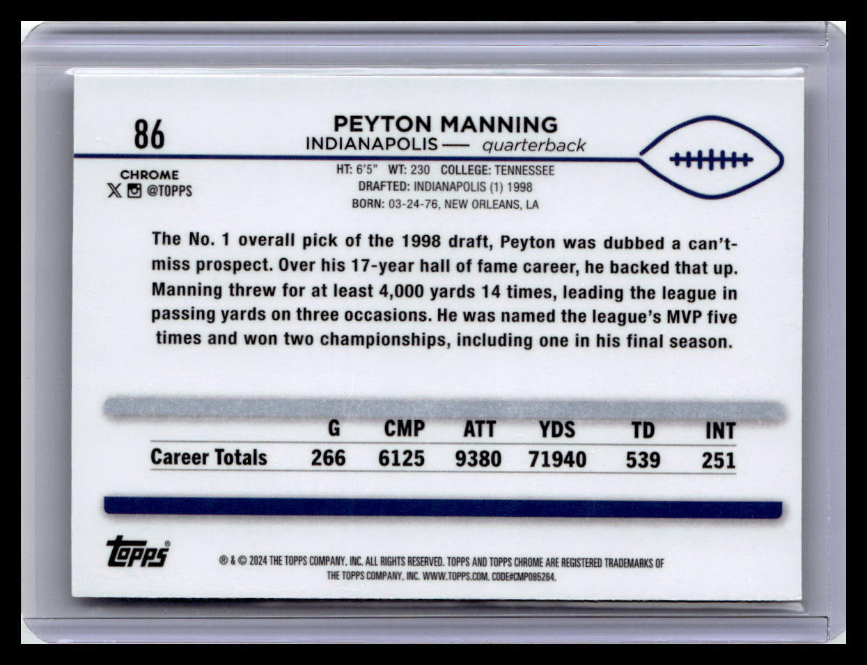 2024 Topps Chrome #86 Peyton Manning