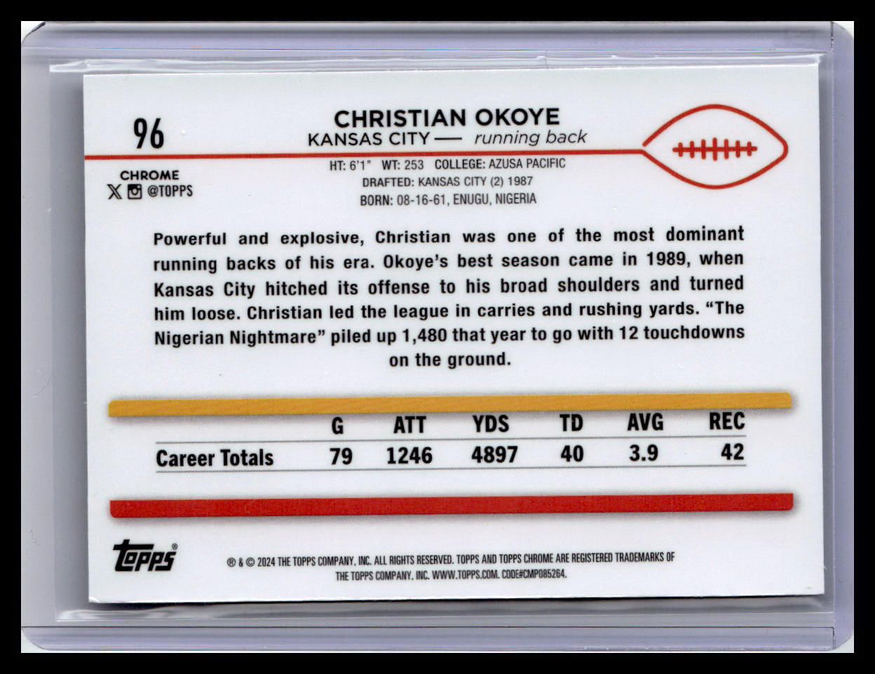 2024 Topps Chrome #96 Christian Okoye