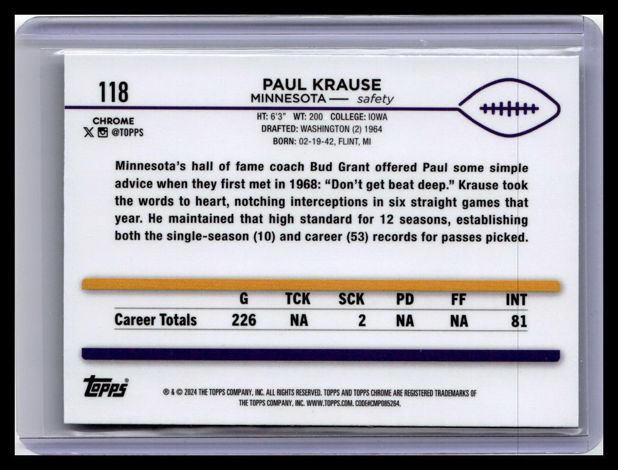 2024 Topps Chrome #118 Paul Krause