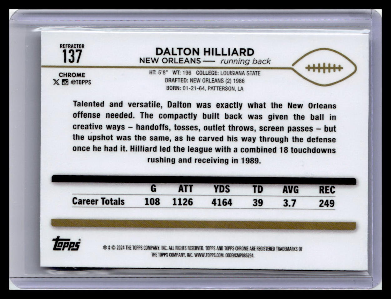 2024 Topps Chrome #137 Dalton Hilliard