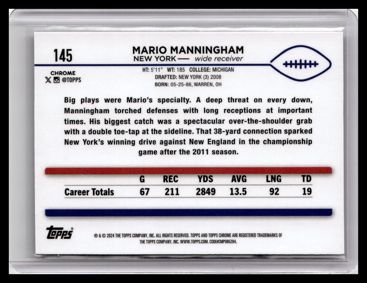 2024 Topps Chrome #145 Mario Manningham