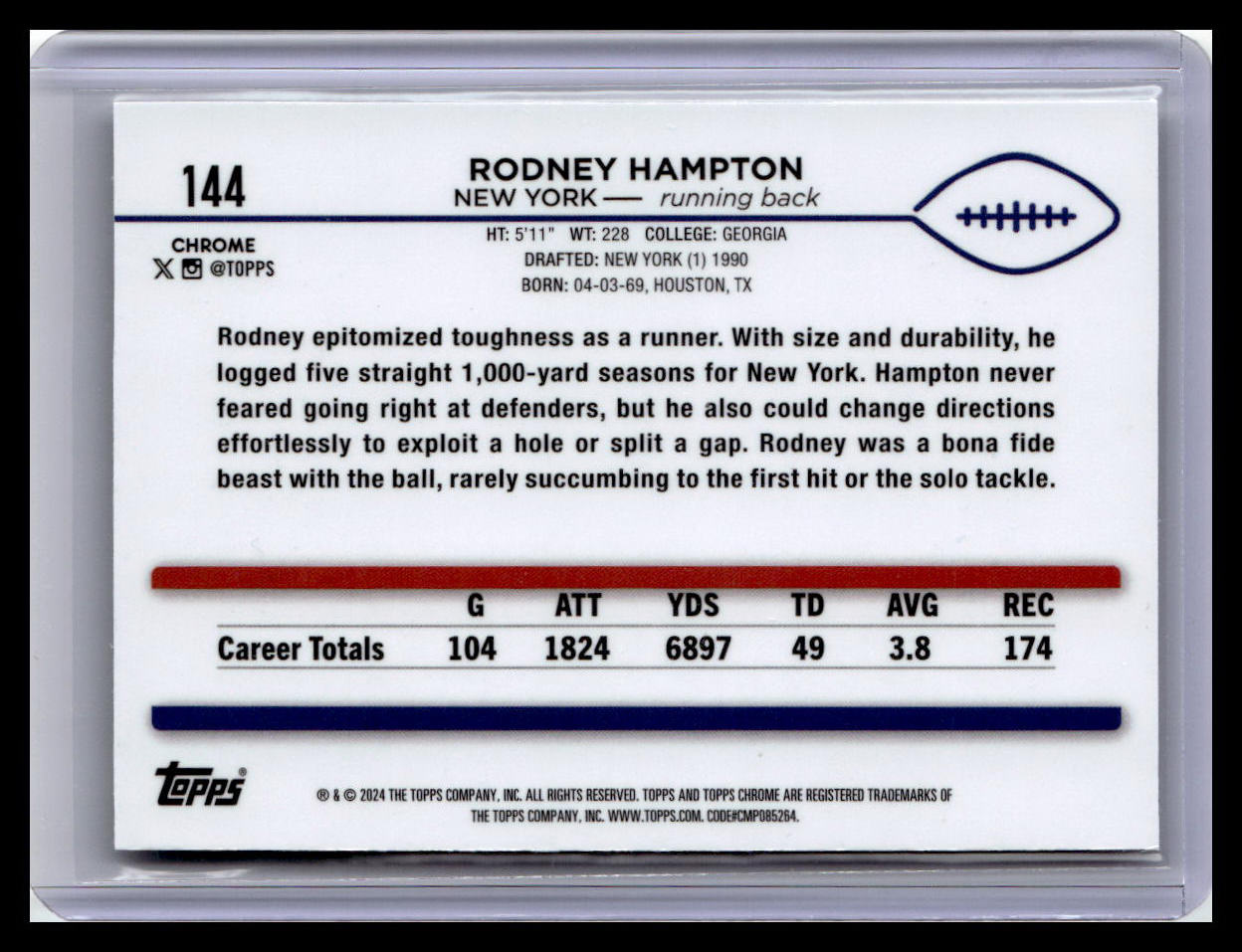 2024 Topps Chrome #144 Rodney Hampton