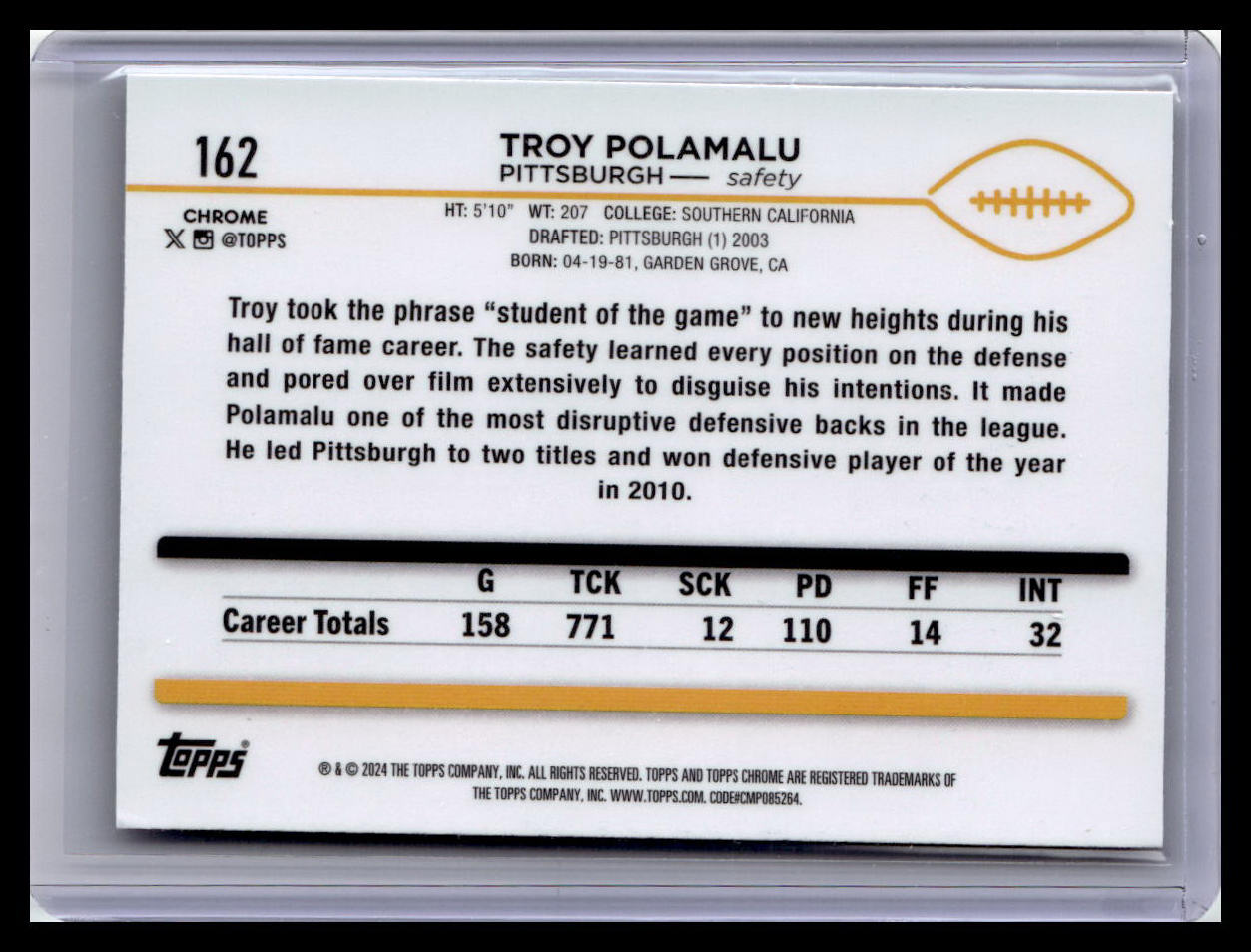 2024 Topps Chrome #162 Troy Polamalu
