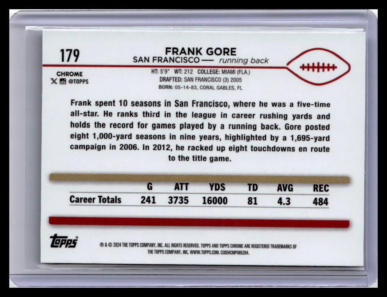 2024 Topps Chrome #179 Frank Gore