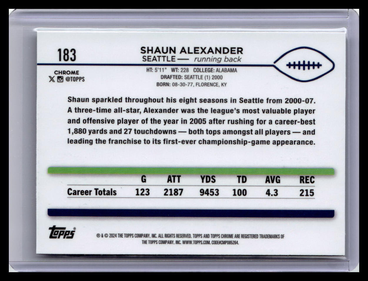 2024 Topps Chrome #183 Shaun Alexander