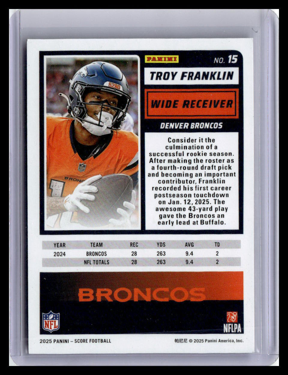 2025 Score-A-Treat #15 Troy Franklin Candy #/99