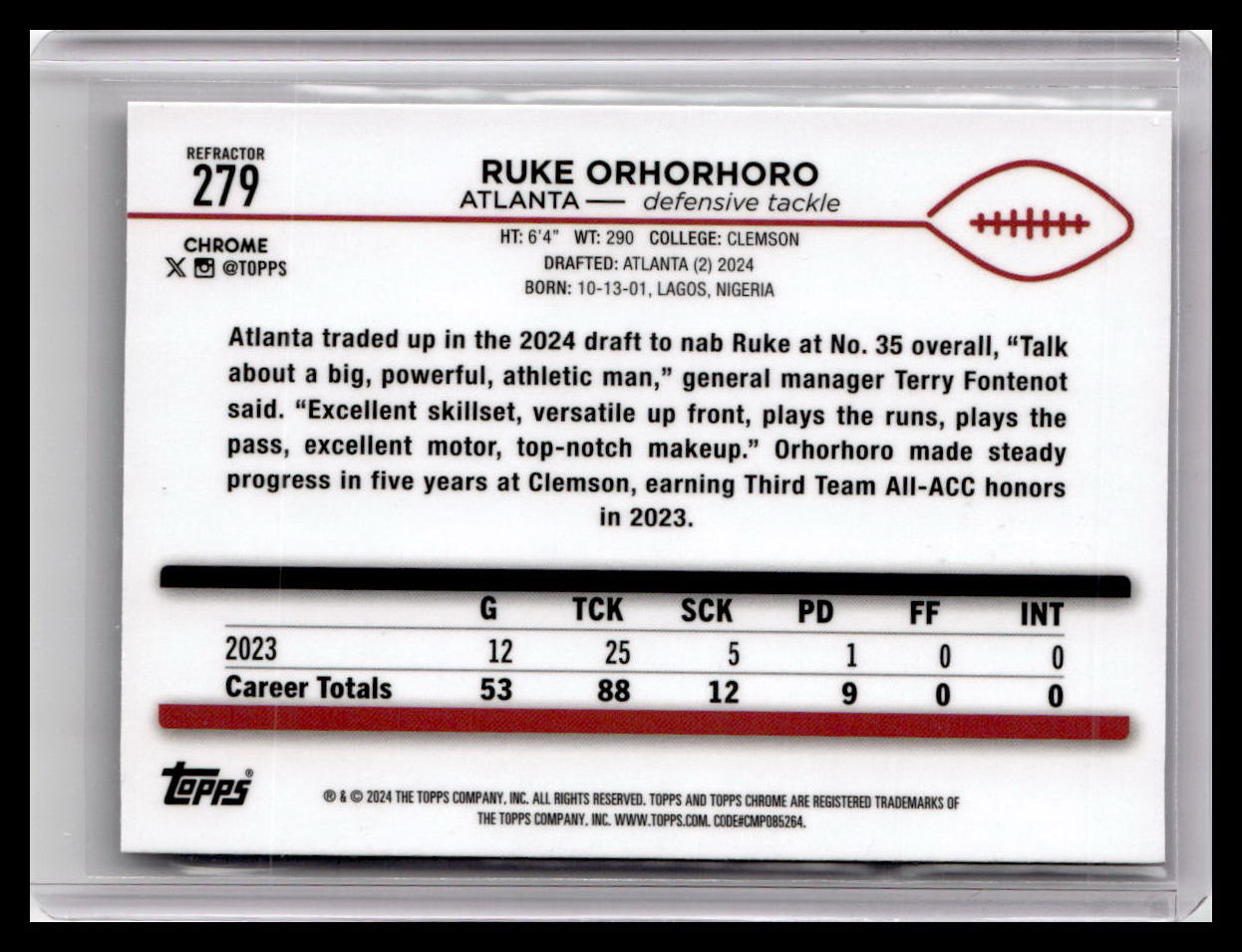 2024 Topps Chrome #279 Ruke Orhorhoro