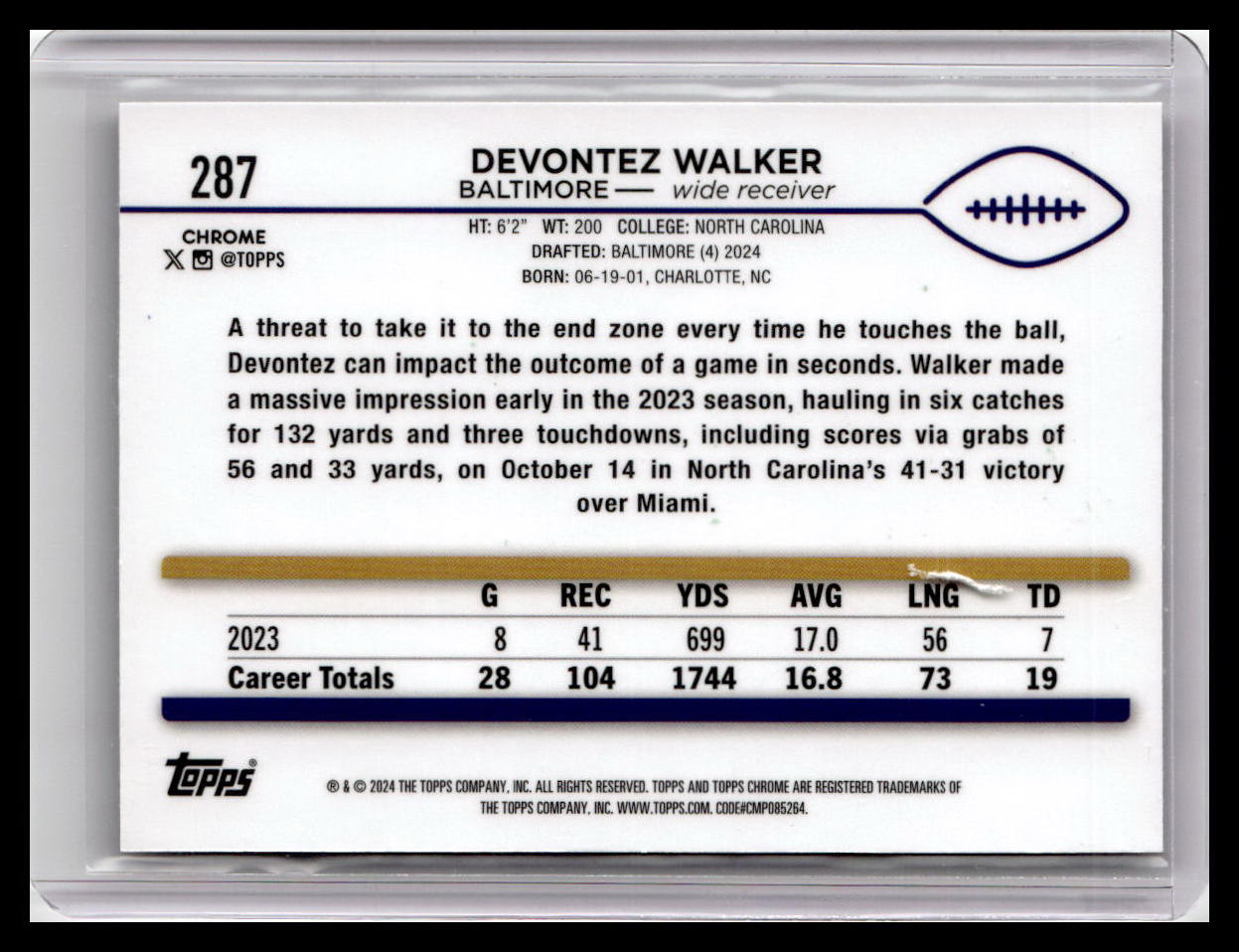 2024 Topps Chrome #287 Devontez Walker