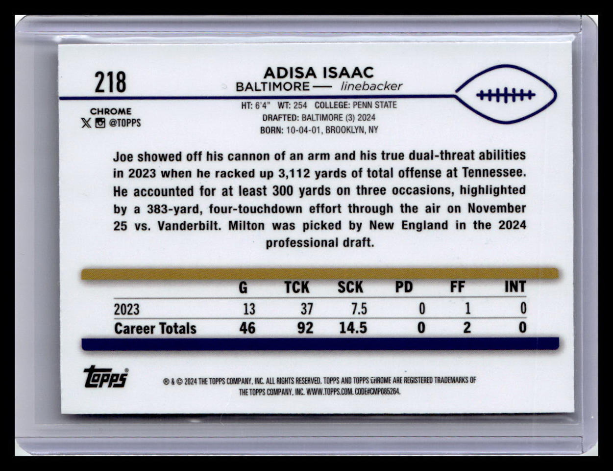 2024 Topps Chrome #218 Adisa Isaac