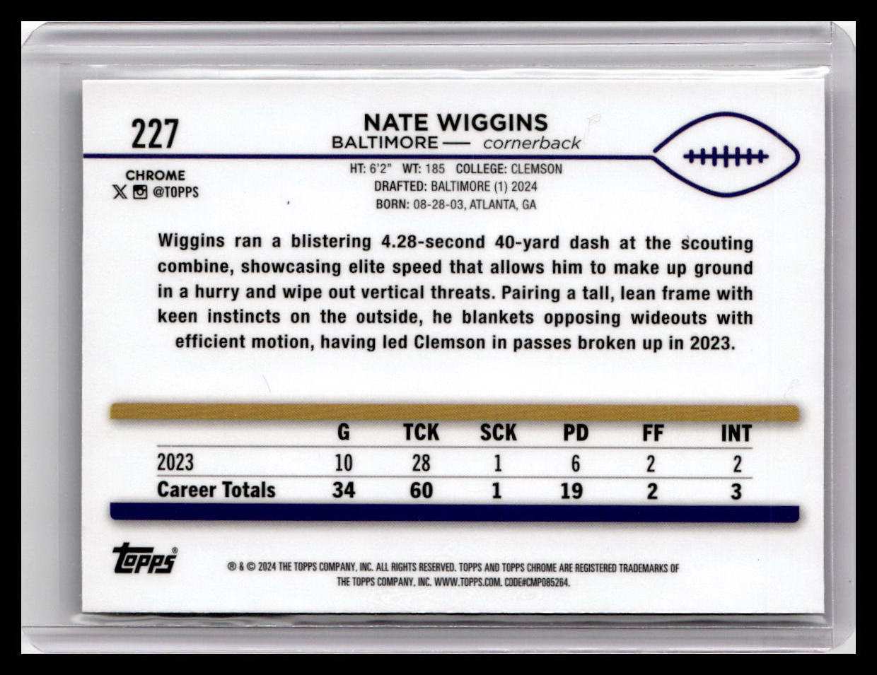 2024 Topps Chrome #227 Nate Wiggins