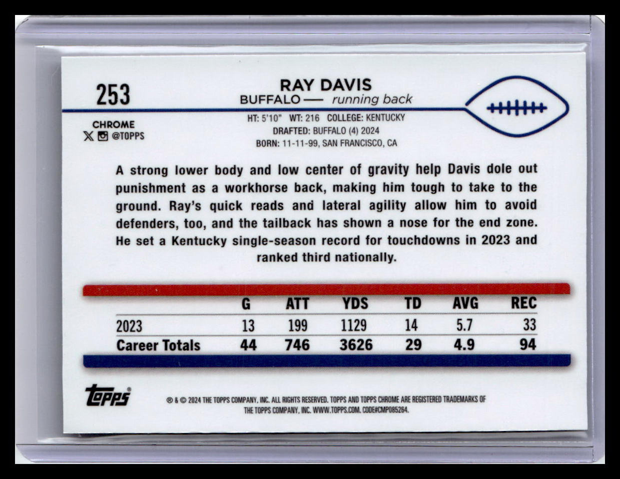 2024 Topps Chrome #253 Ray Davis
