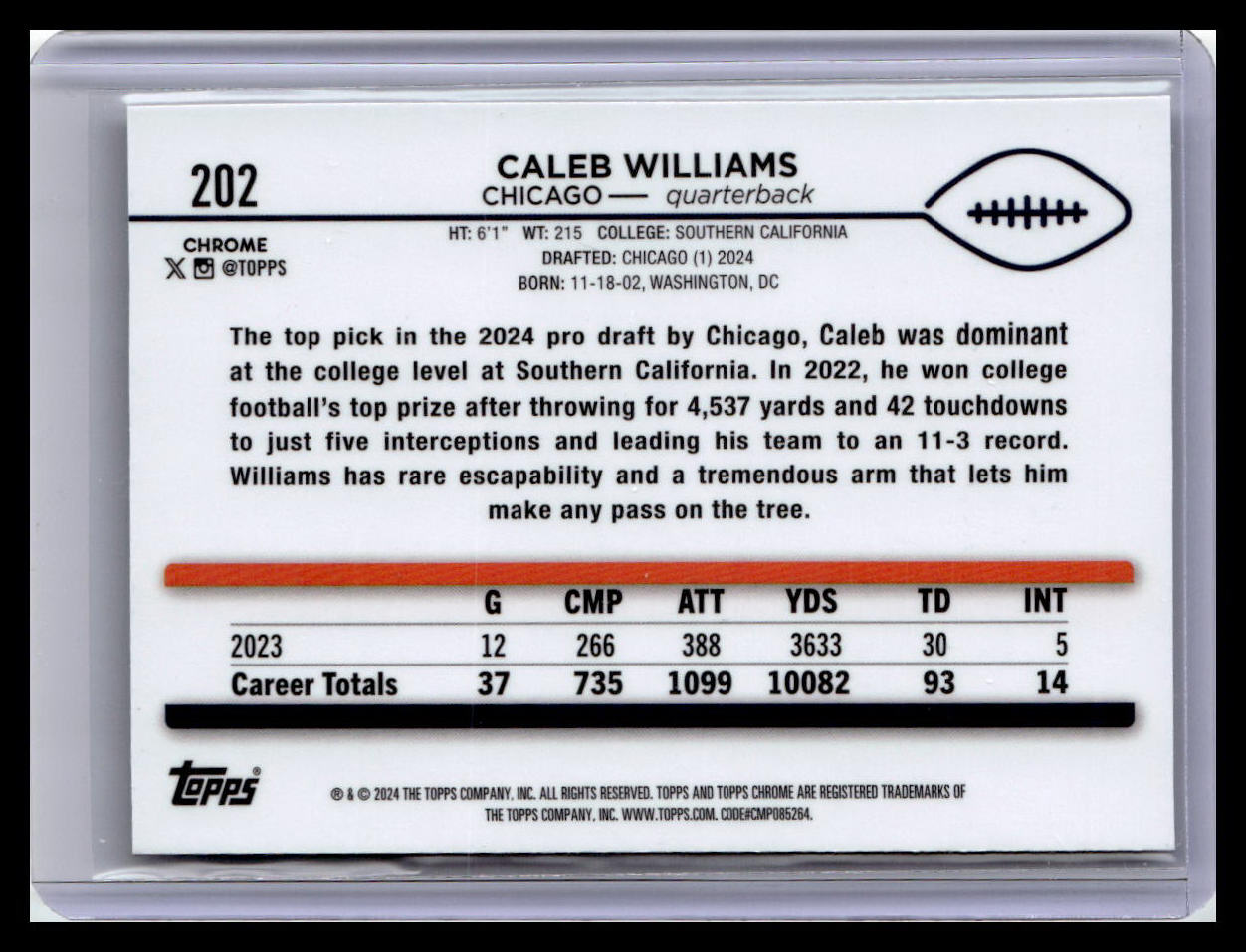 2024 Topps Chrome #202 Caleb Williams