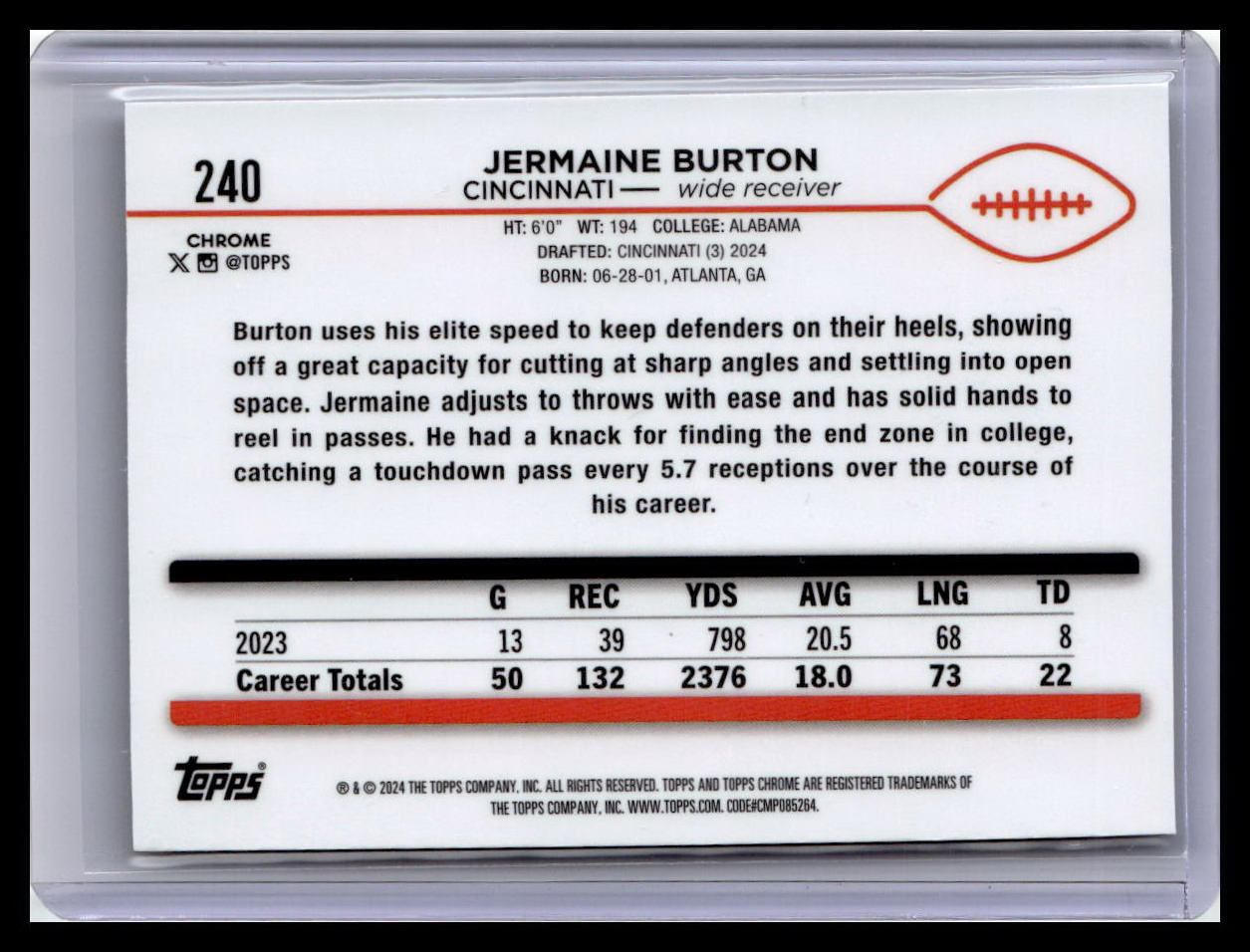 2024 Topps Chrome #240 Jermaine Burton
