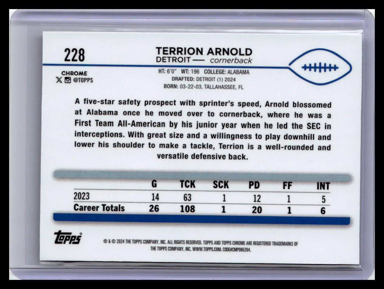 2024 Topps Chrome #228 Terrion Arnold