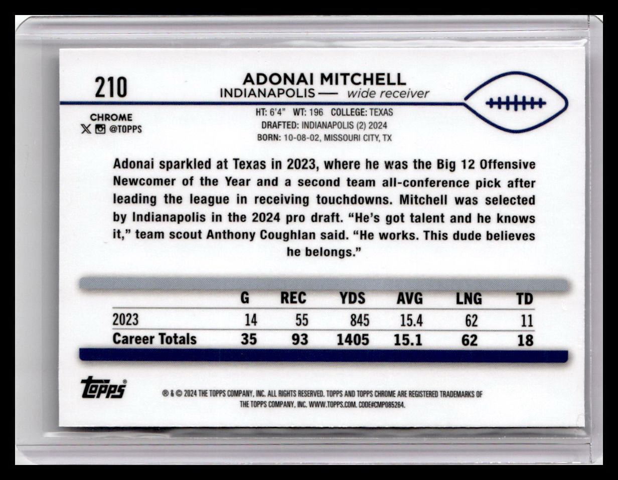 2024 Topps Chrome #210 Adonai Mitchell