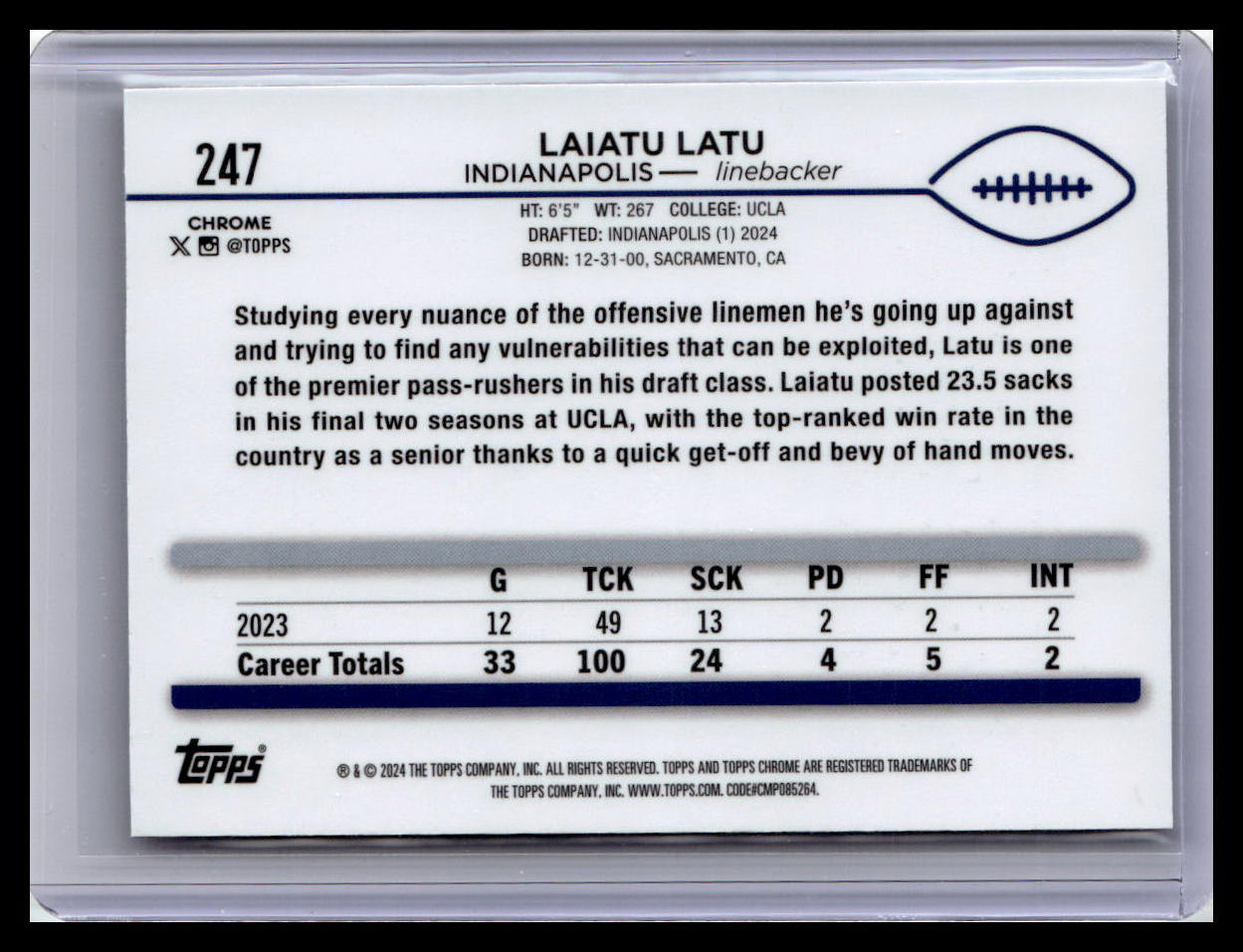 2024 Topps Chrome #247 Laiatu Latu