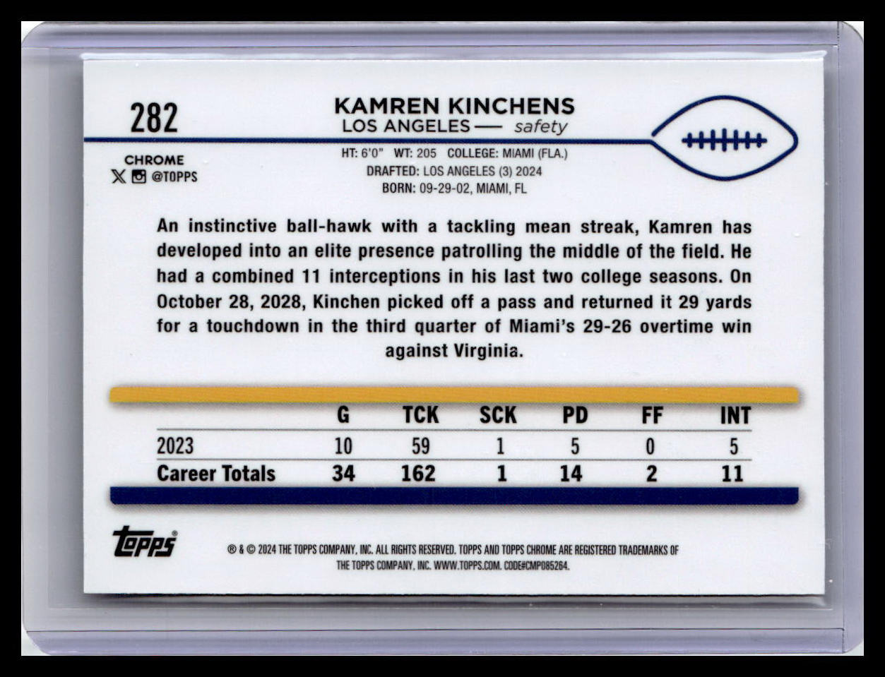 2024 Topps Chrome #282 Kamren Kinchens
