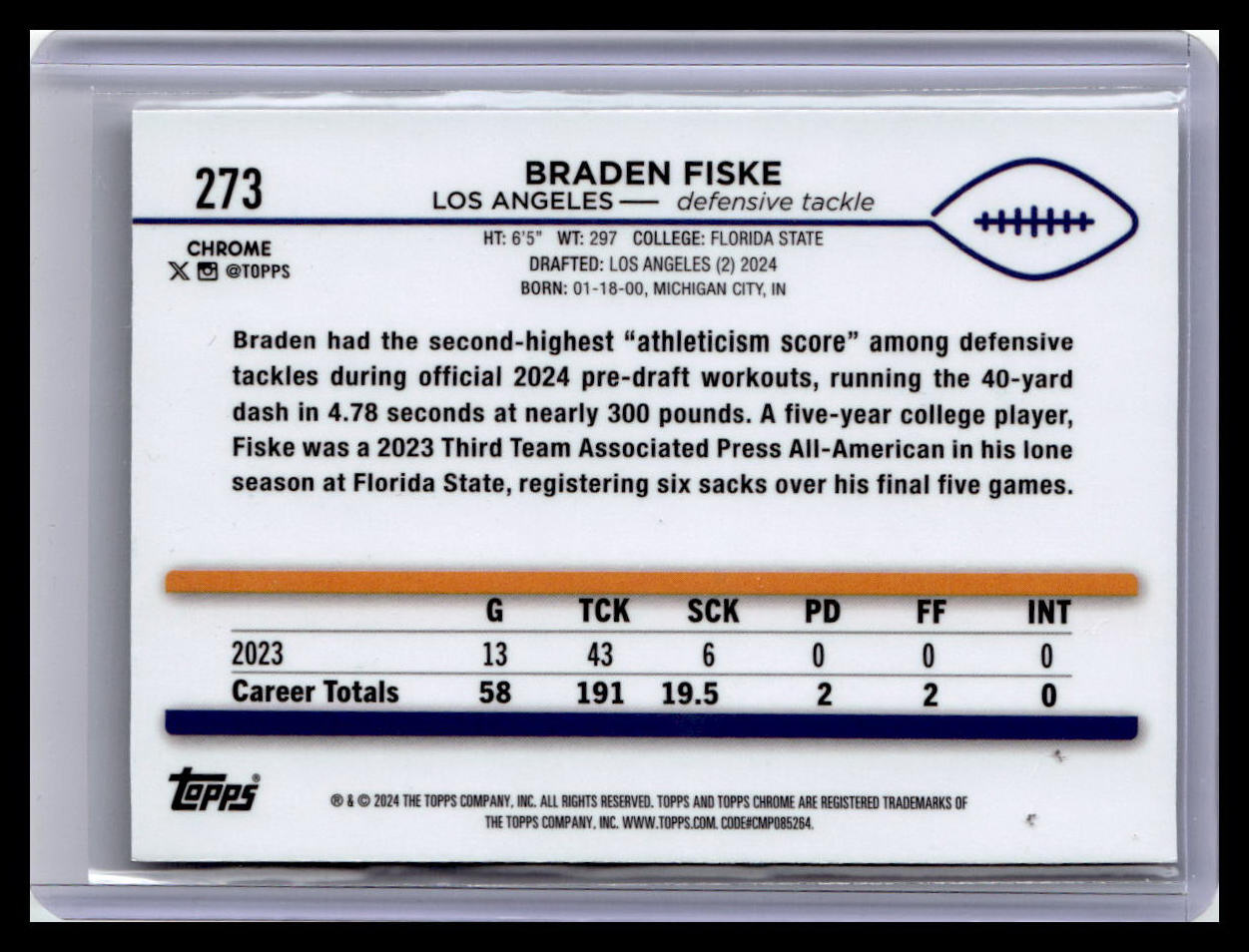 2024 Topps Chrome #273 Braden Fiske