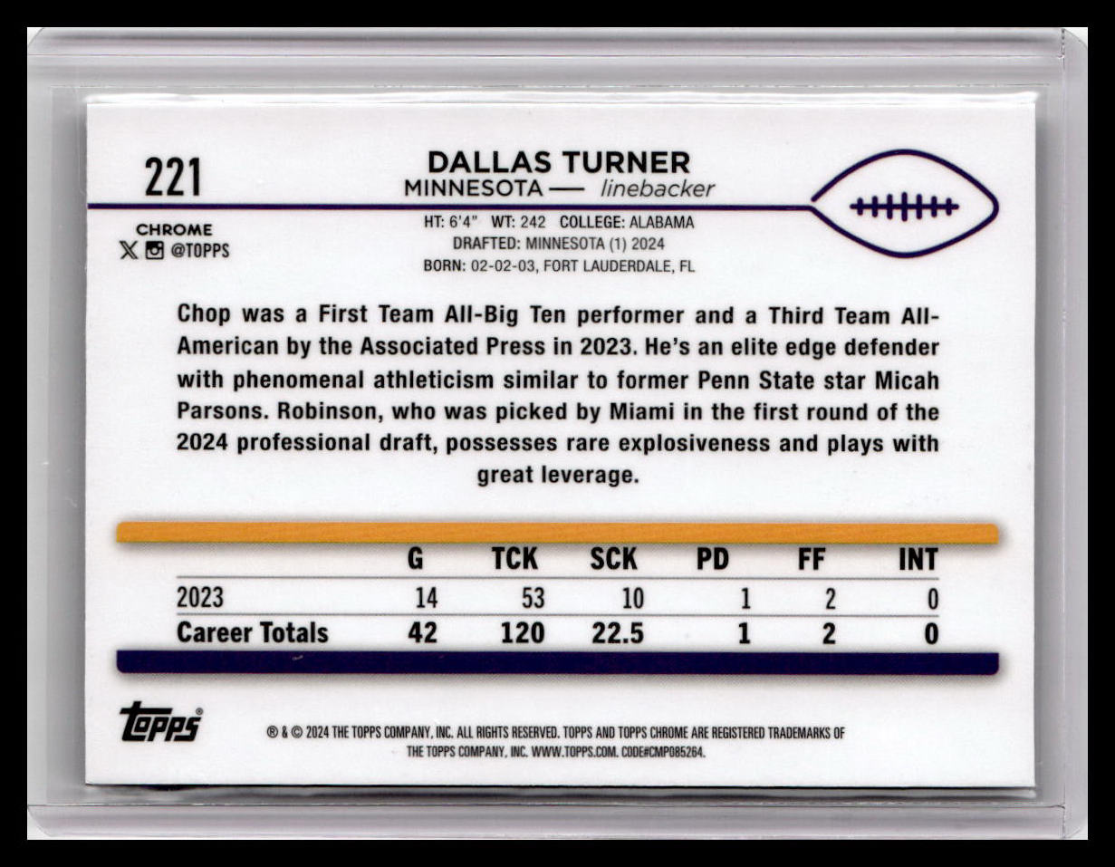 2024 Topps Chrome #221 Dallas Turner