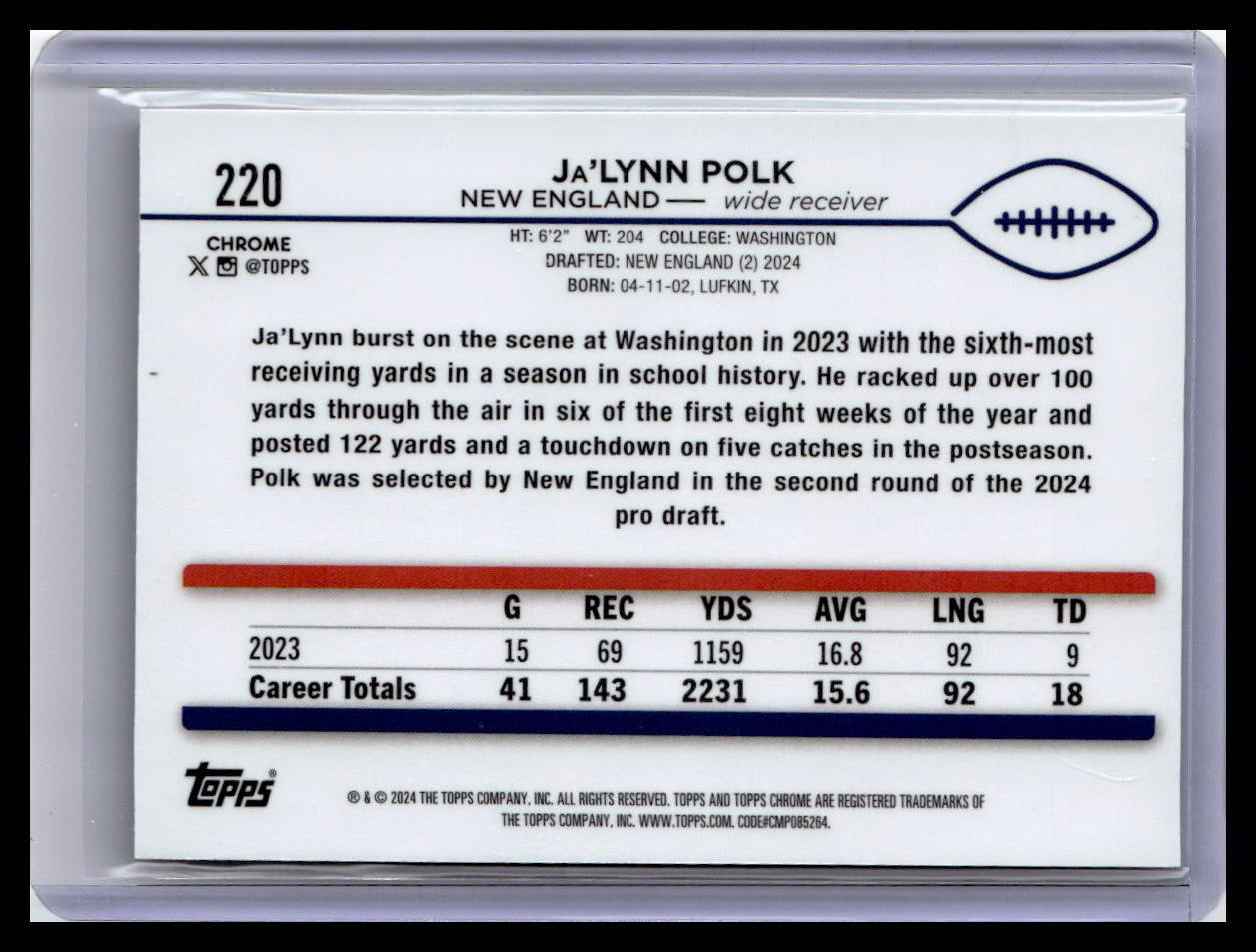 2024 Topps Chrome #220 Ja’Lynn Polk